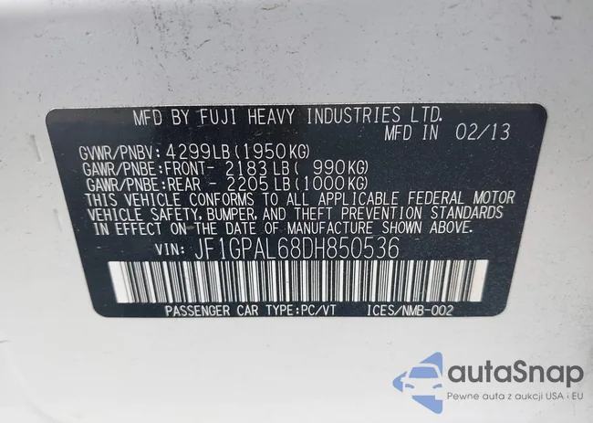 JF1GPAL68DH850536: 43558343