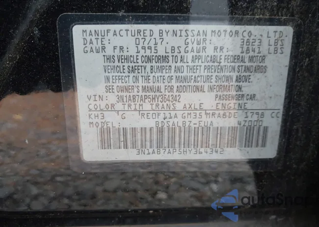 3N1AB7AP5HY364342: 43559364