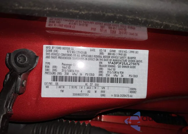 1FADP3F25JL275876: 43559390