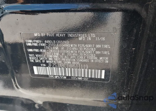 JF2SJABC1HH511119: 43559400