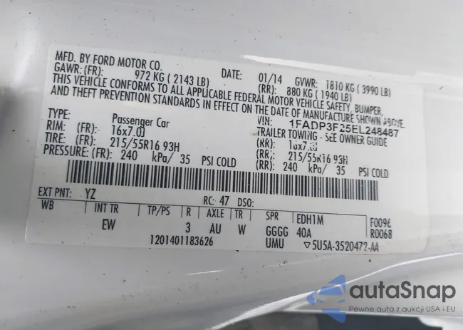 1FADP3F25EL248487: 43559492