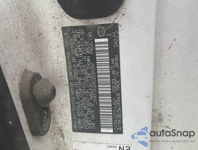 JTHFF2C2XD2529241: 43559512