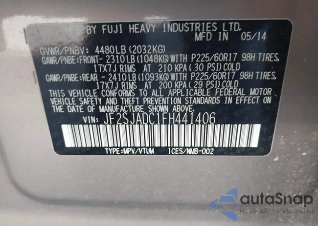 JF2SJADC1FH441406: 43559548