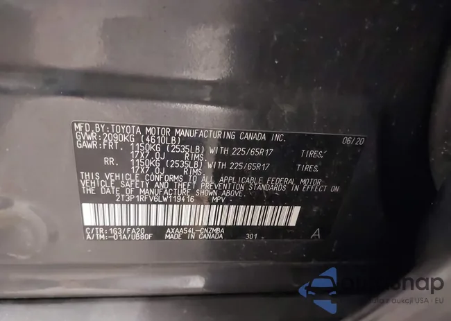 2T3P1RFV6LW119416: 43559865