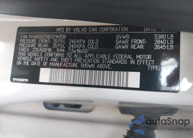 YV4902DZXB2214008: 43558963