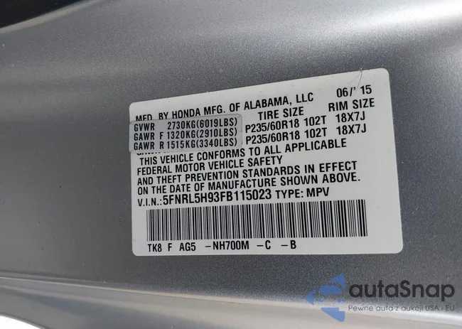 5FNRL5H93FB115023: 43558983