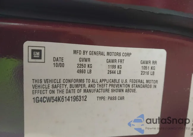 1G4CW54K614196312: 43559154