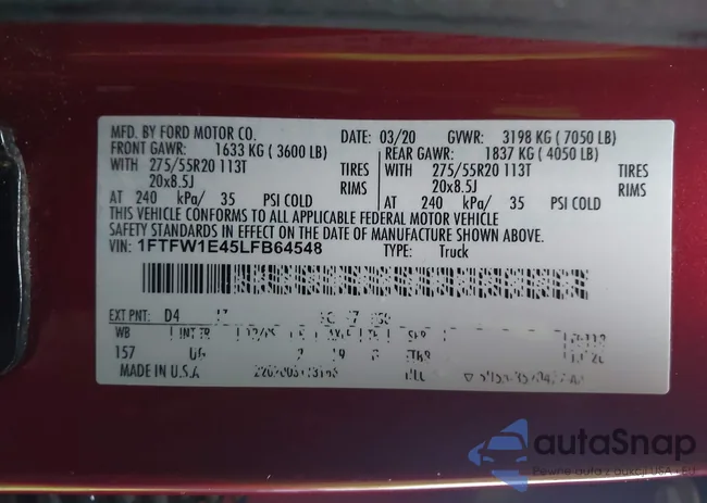 1FTFW1E45LFB64548: 43560360