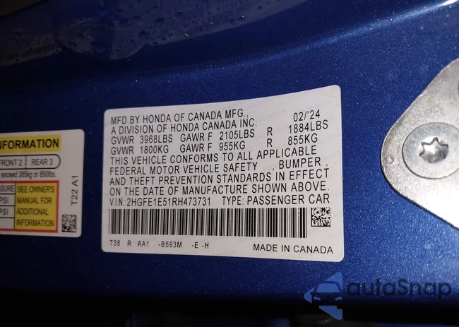 2HGFE1E51RH473731: 43560551