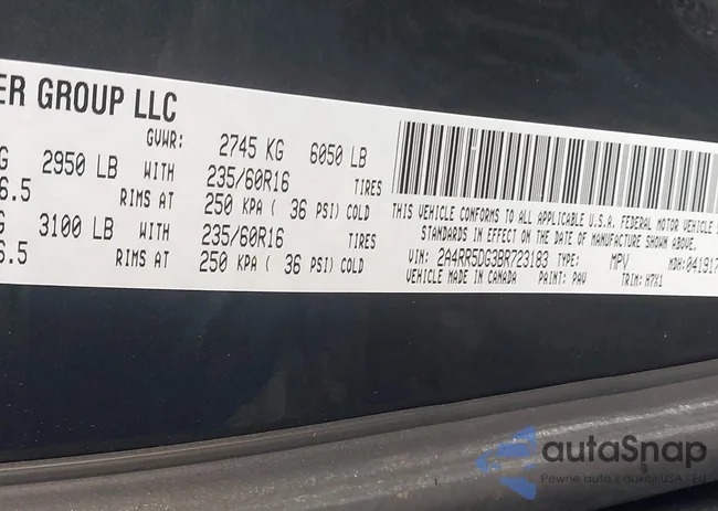 2A4RR5DG3BR723183: 43560581