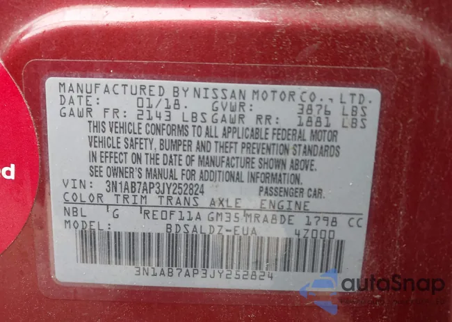 3N1AB7AP3JY252824: 43560602