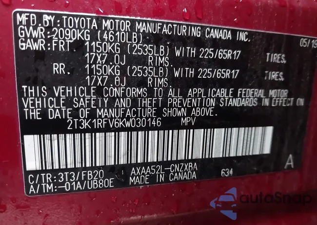 2T3K1RFV6KW030146: 43560611