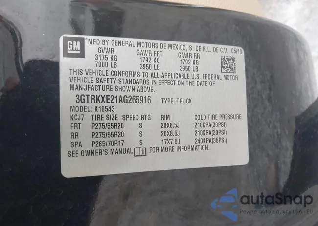 3GTRKXE21AG265916: 43560633