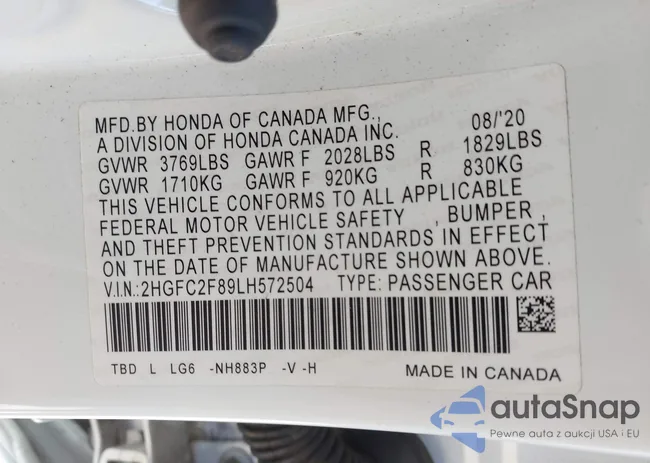 2HGFC2F89LH572504: 43560652