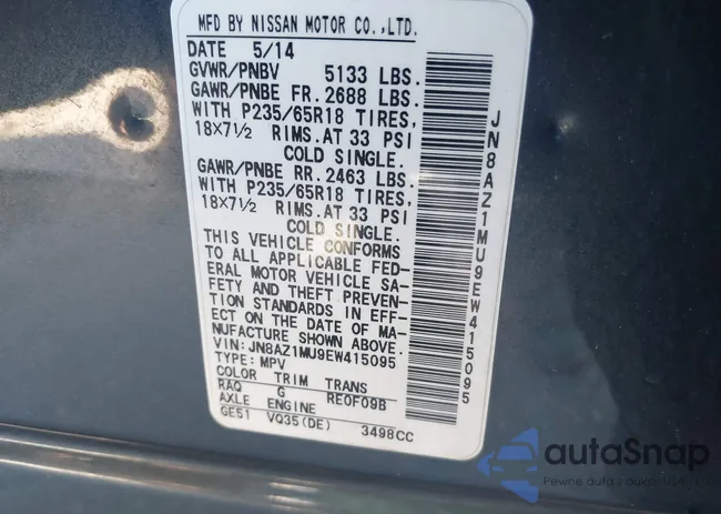 JN8AZ1MU9EW415095: 43560683