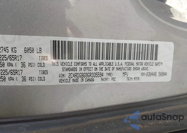 2C4RDGBG9GR335594: 43560685