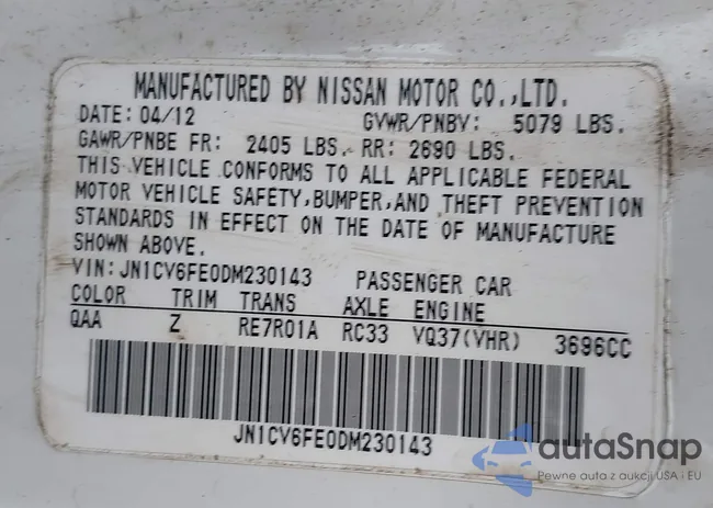 JN1CV6FE0DM230143: 43560690