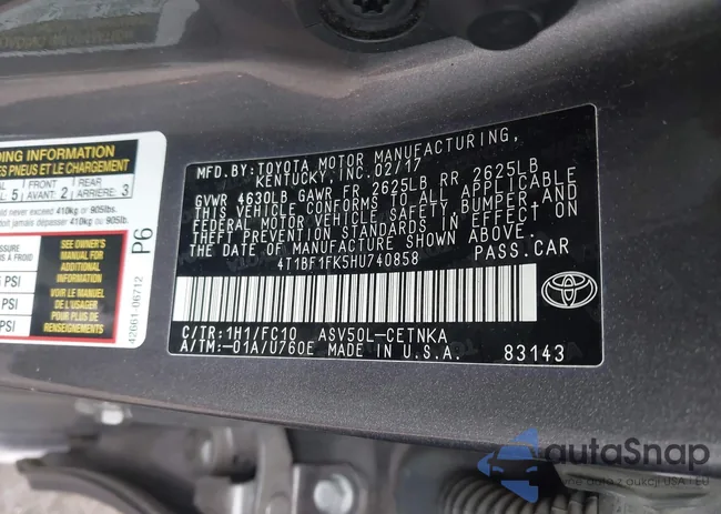 4T1BF1FK5HU740858: 43560853