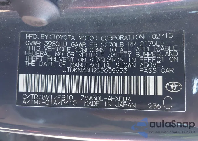 JTDKN3DU2D5608653: 43560876