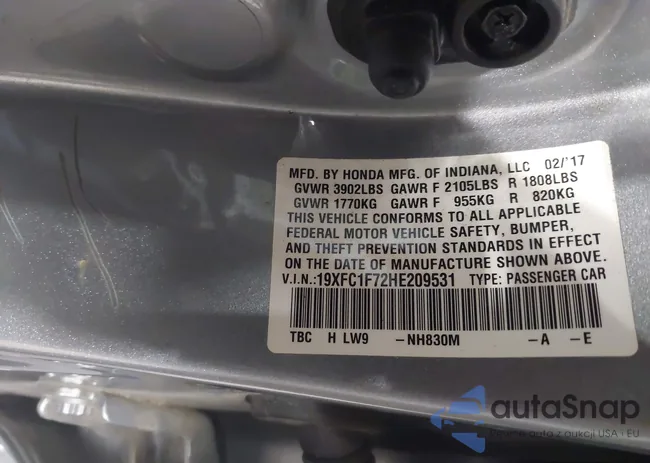 19XFC1F72HE209531: 43560023