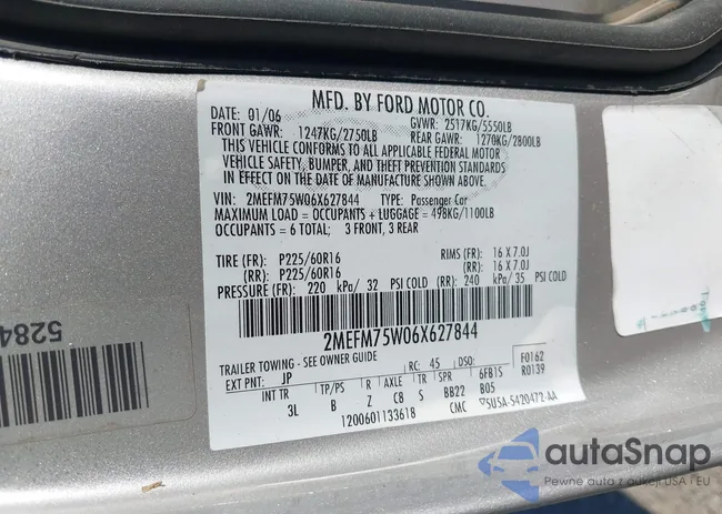 2MEFM75W06X627844: 43560043