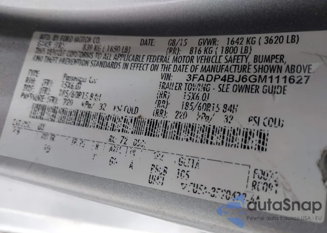 3FADP4BJ6GM111627: 43560058