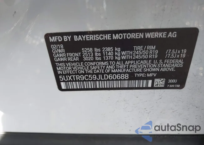 5UXTR9C59JLD60688: 43560060