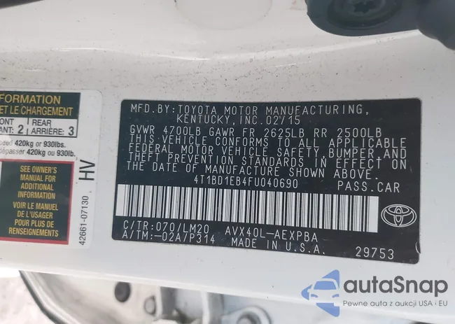 4T1BD1EB4FU040690: 43560086