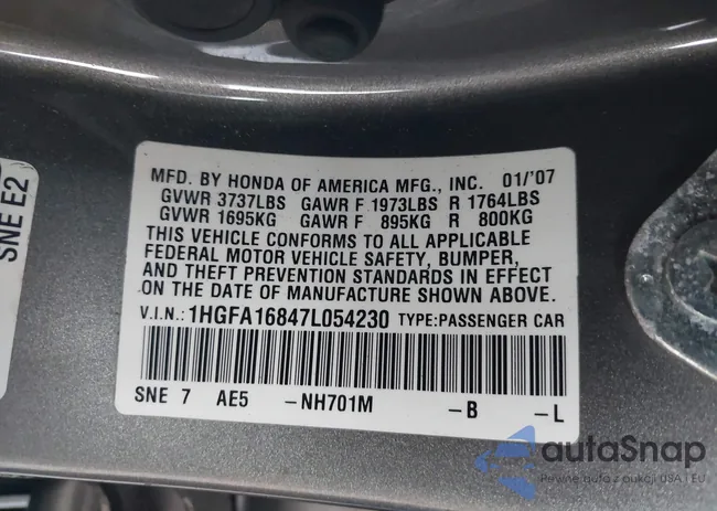 1HGFA16847L054230: 43560153