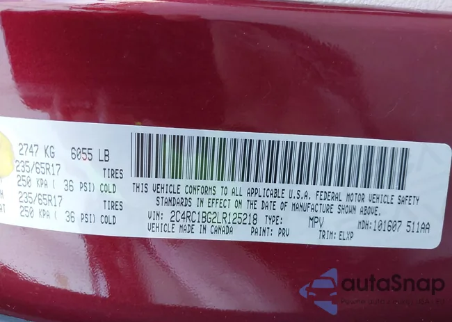 2C4RC1BG2LR125218: 43560177