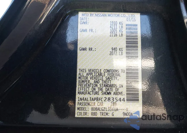 1N4AL3AP8FC283544: 43560221