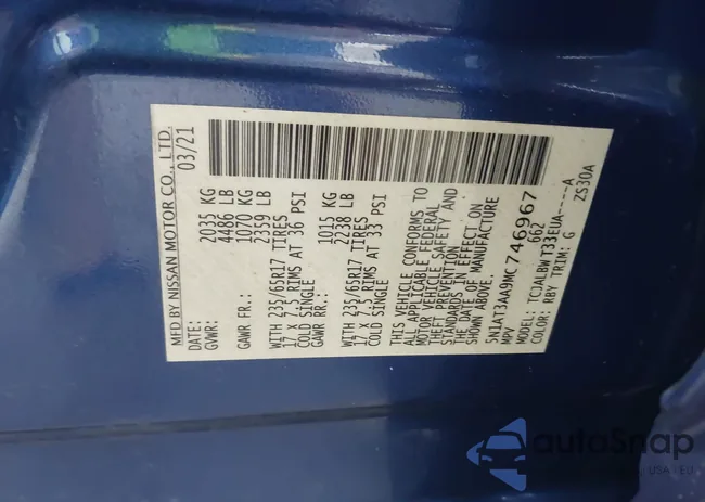 5N1AT3AA9MC746967: 43560257