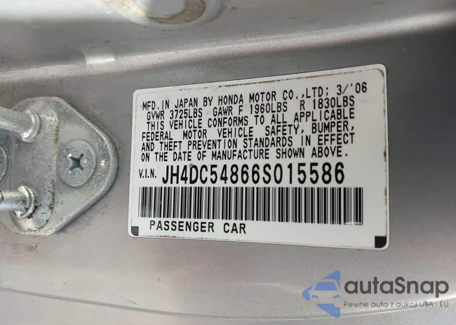 JH4DC54866S015586: 43560342