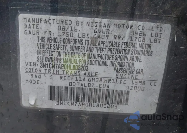 3N1CN7AP0HL803203: 43560345