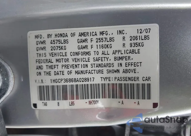 1HGCP36868A028917: 43561364