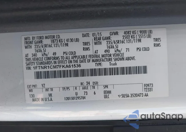 1FTNR1CM7FKA61536: 43561498