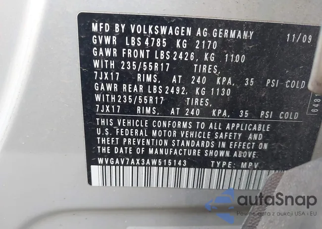 WVGAV7AX3AW515143: 43561553