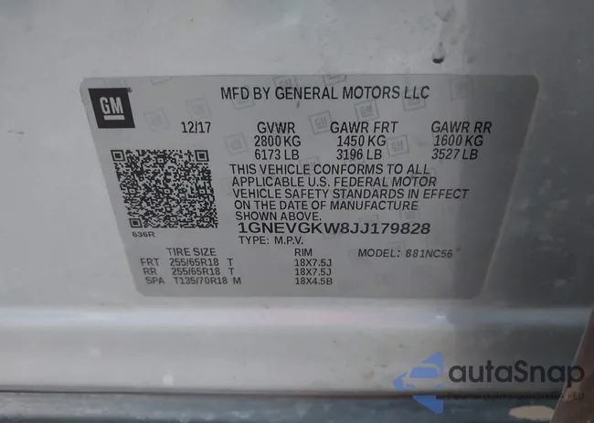 1GNEVGKW8JJ179828: 43561675