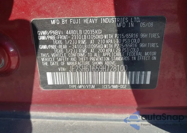 JF2SH61659H728100: 43561782