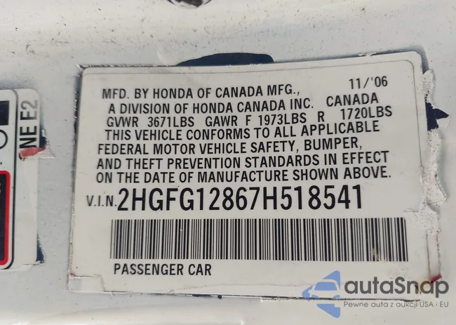 2HGFG12867H518541: 43560978