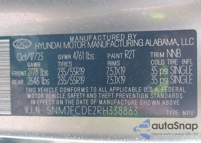 5NMJFCDE2RH338863: 43561015