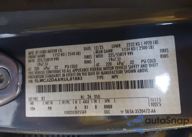 5LMCJ2DAXRUL01883: 43561081