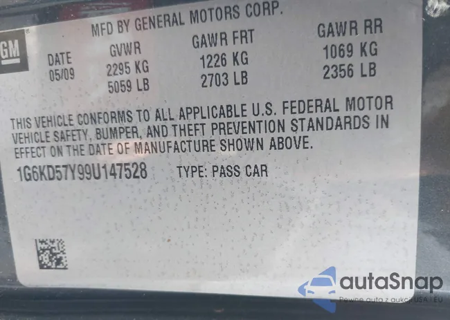 1G6KD57Y99U147528: 43561139