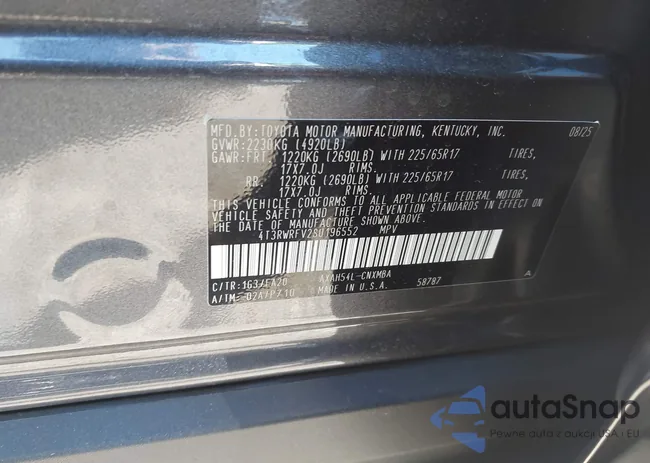 4T3RWRFV2SU196552: 43561215