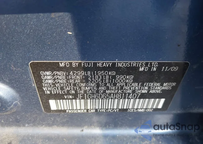 JF1GH6D65AH811407: 43561350