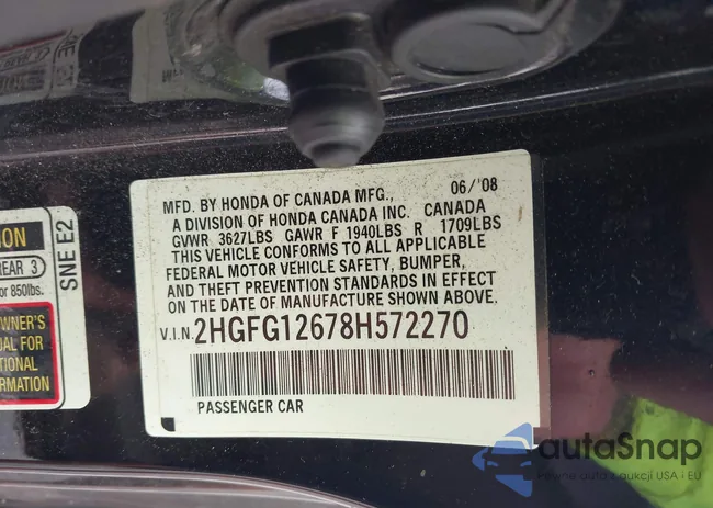 2HGFG12678H572270: 43562476