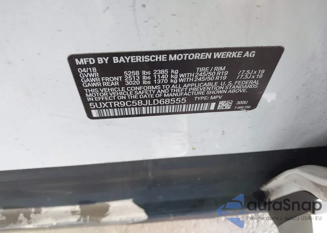 5UXTR9C58JLD68555: 43562567