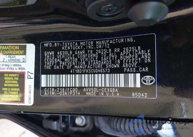 4T1BD1FK5CU046573: 43562823