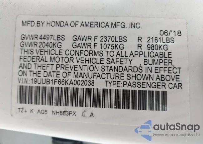 19UUB1F66KA002038: 43562865