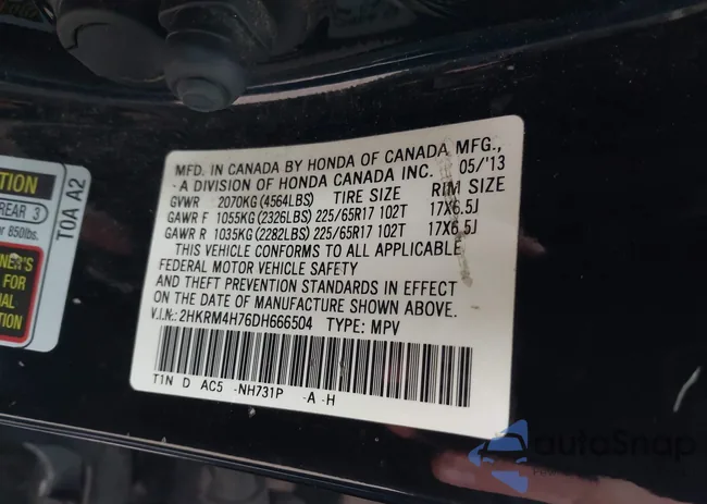 2HKRM4H76DH666504: 43562170